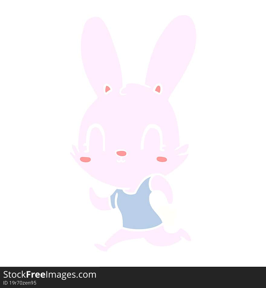 cute flat color style cartoon rabbit running