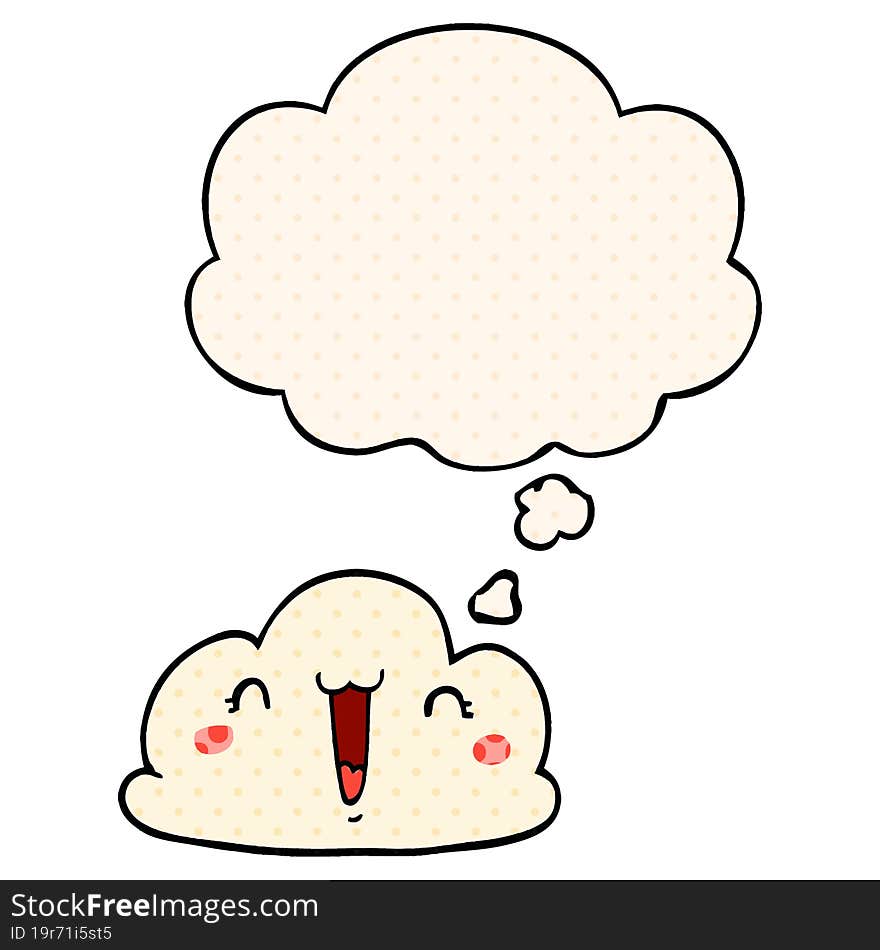 cartoon cloud and thought bubble in comic book style