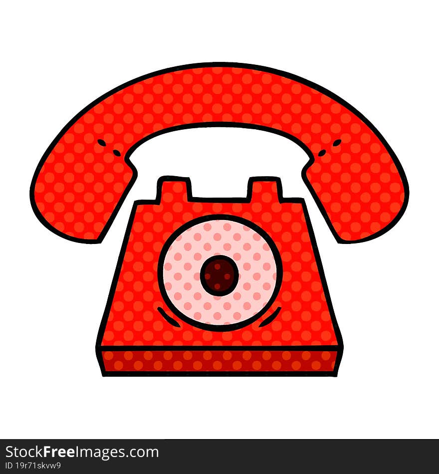 comic book style cartoon red telephone