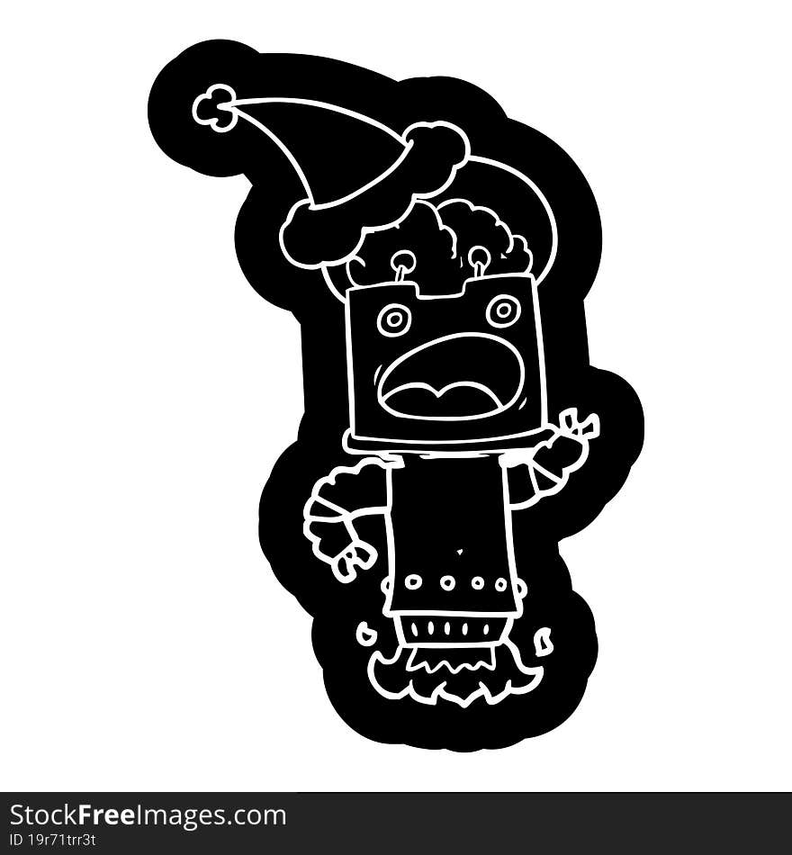 cartoon icon of a robot wearing santa hat