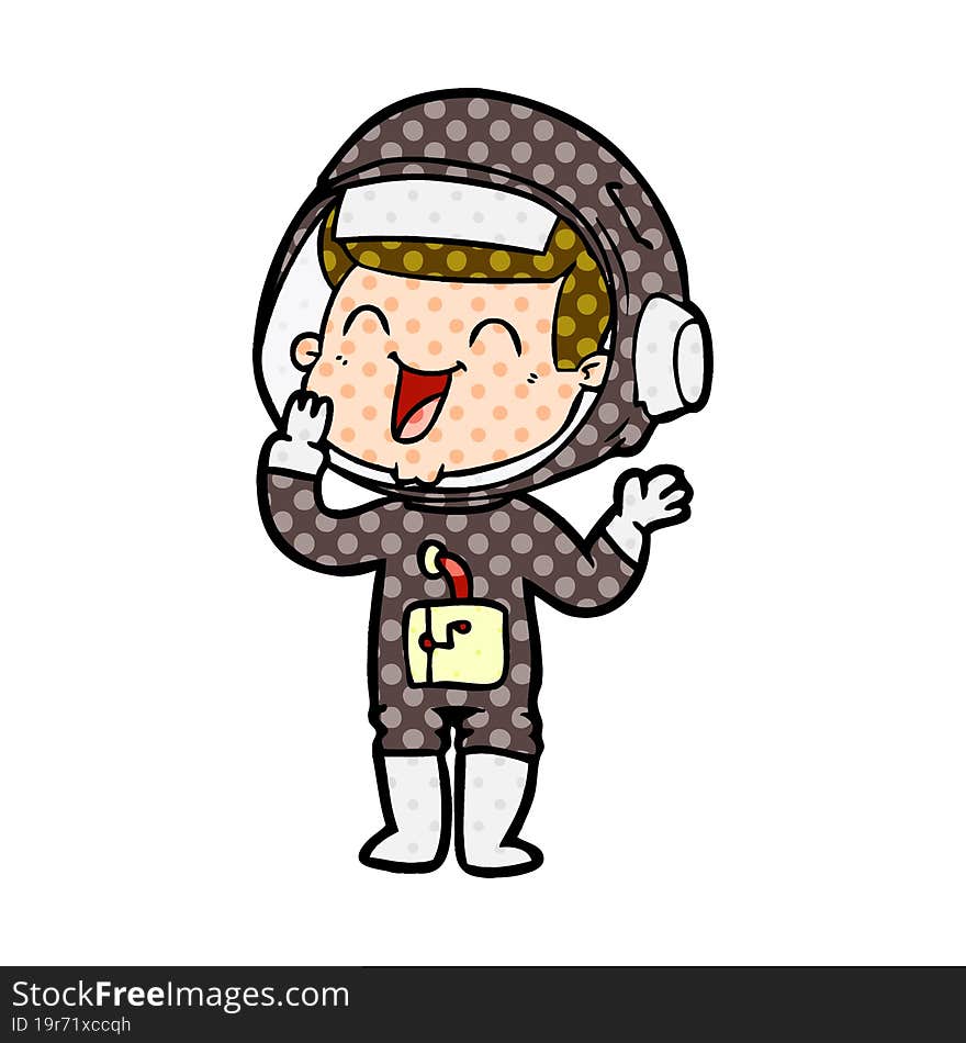 happy cartoon astronaut. happy cartoon astronaut