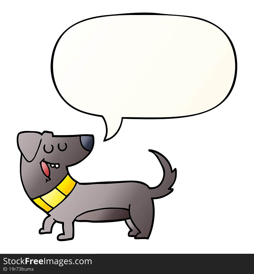 cartoon dog and speech bubble in smooth gradient style