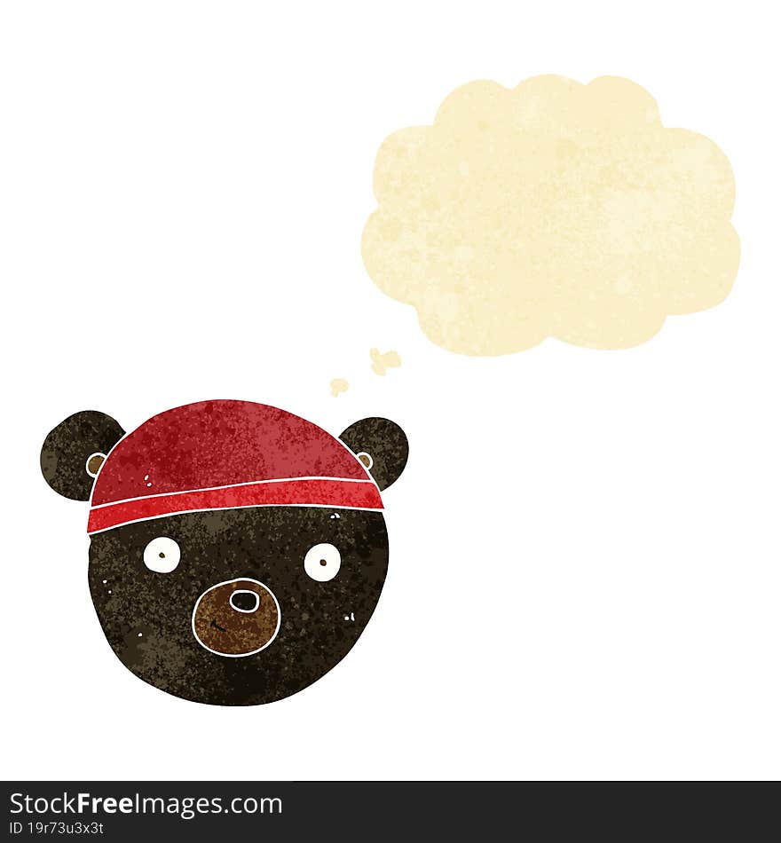 cartoon black bear face with thought bubble