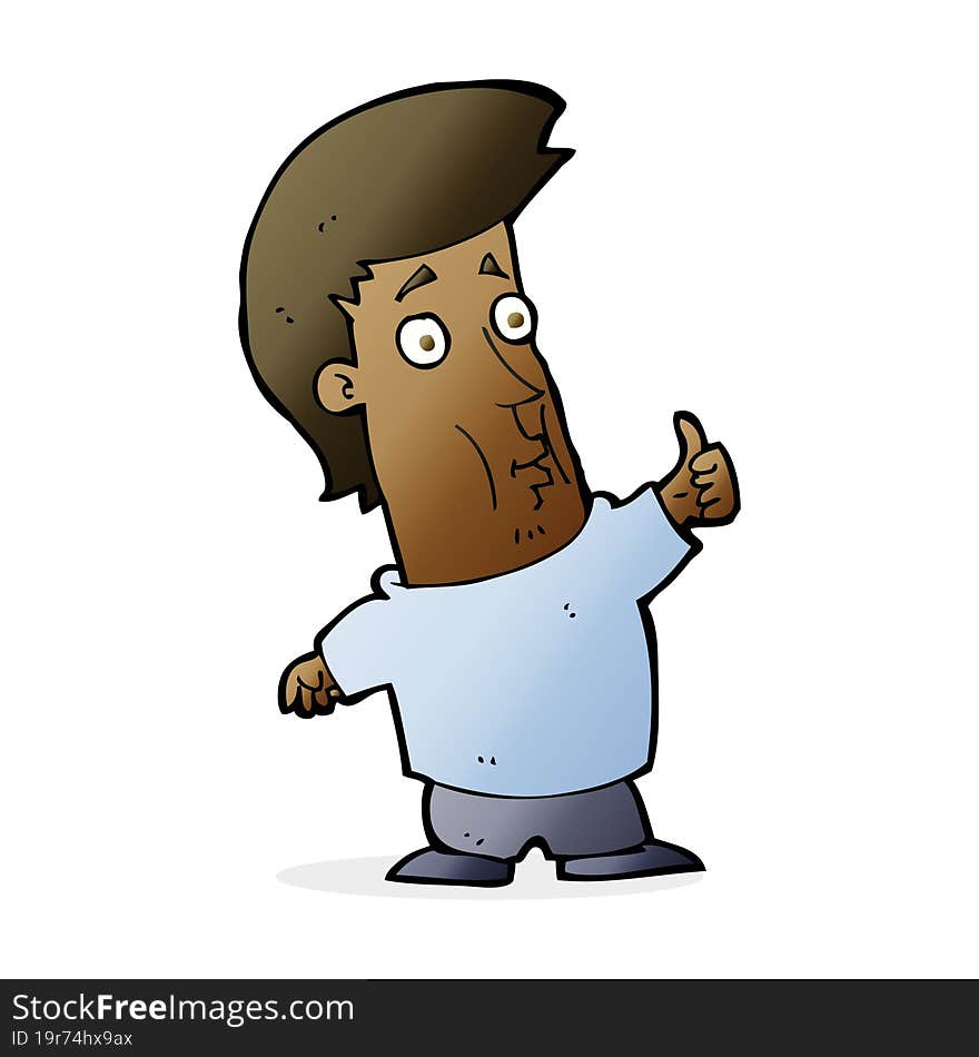 cartoon man giving thumbs up sign