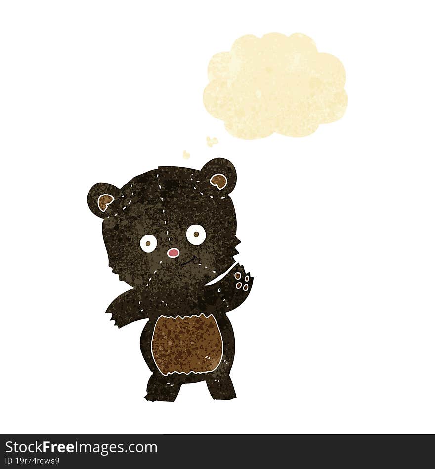 Cute Black Bear Cartoon With Thought Bubble