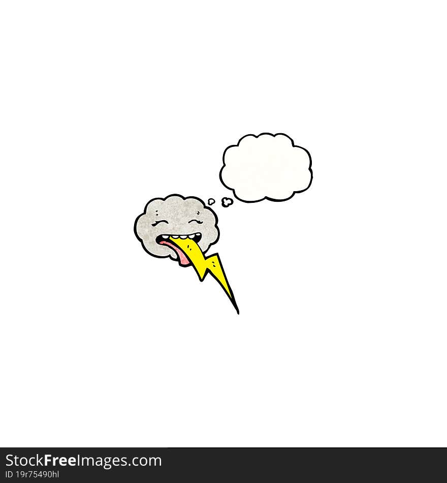 cartoon raincloud with thought bubble