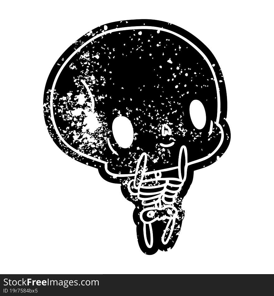 grunge distressed icon kawaii cute dead skeleton. grunge distressed icon kawaii cute dead skeleton