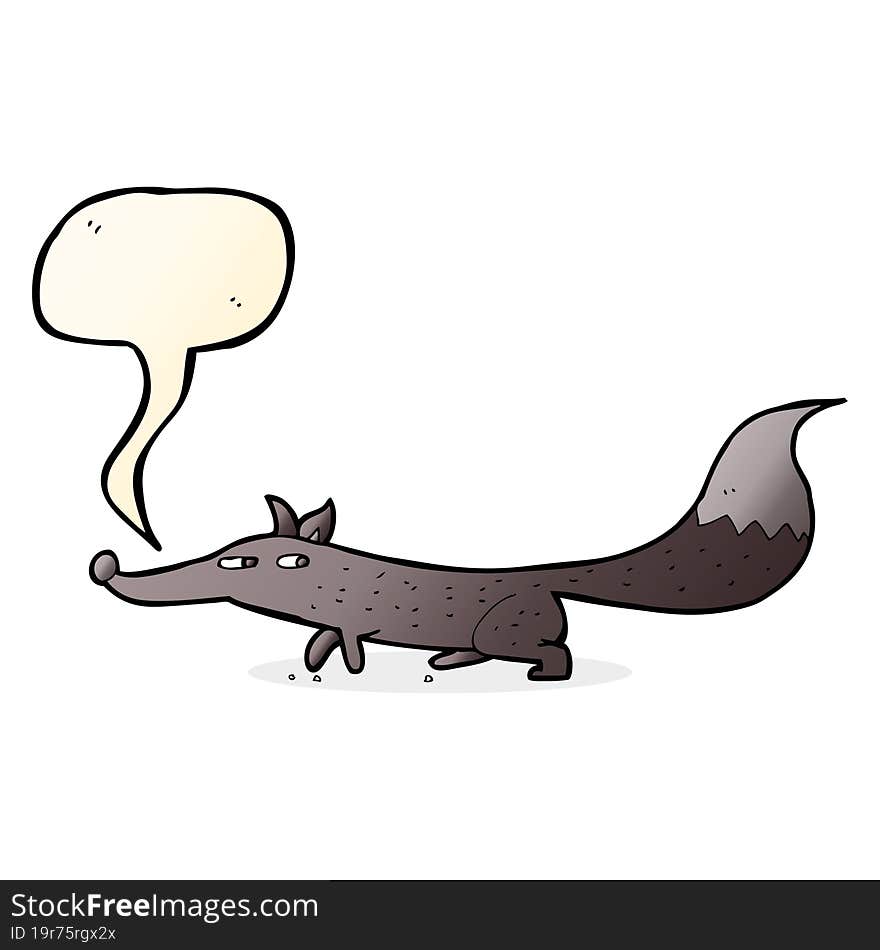 cartoon little fox with speech bubble