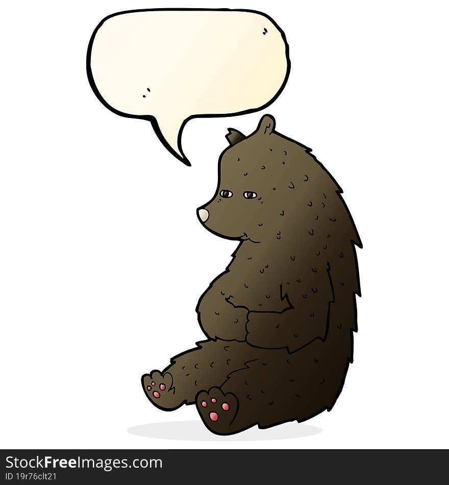 cute cartoon black bear with speech bubble