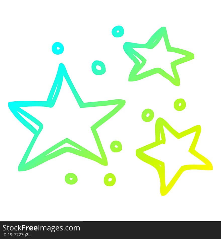 cold gradient line drawing cartoon decorative stars