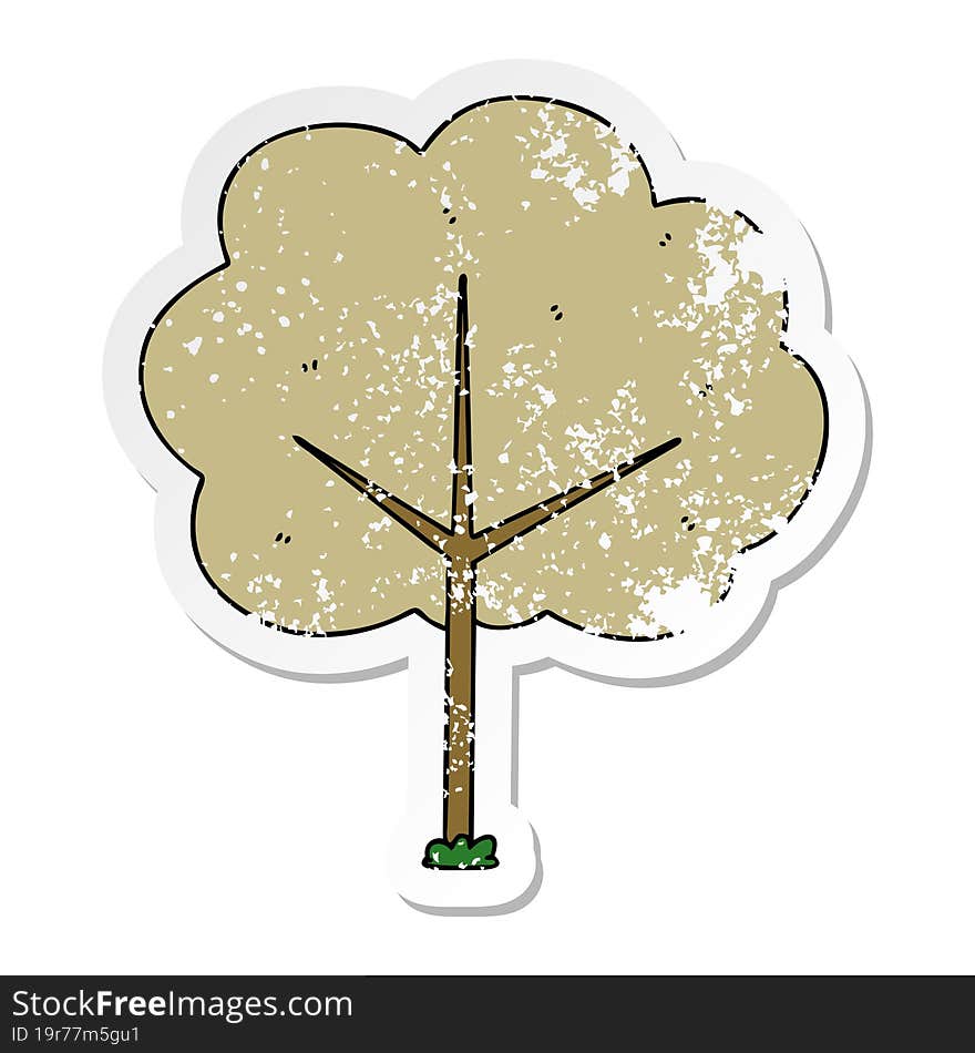 distressed sticker of a quirky hand drawn cartoon tree