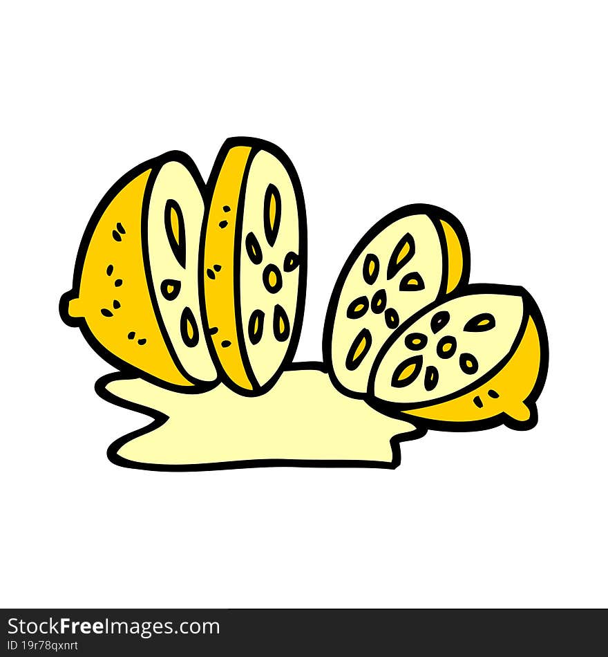 Cartoon Doodle Sliced Lemon