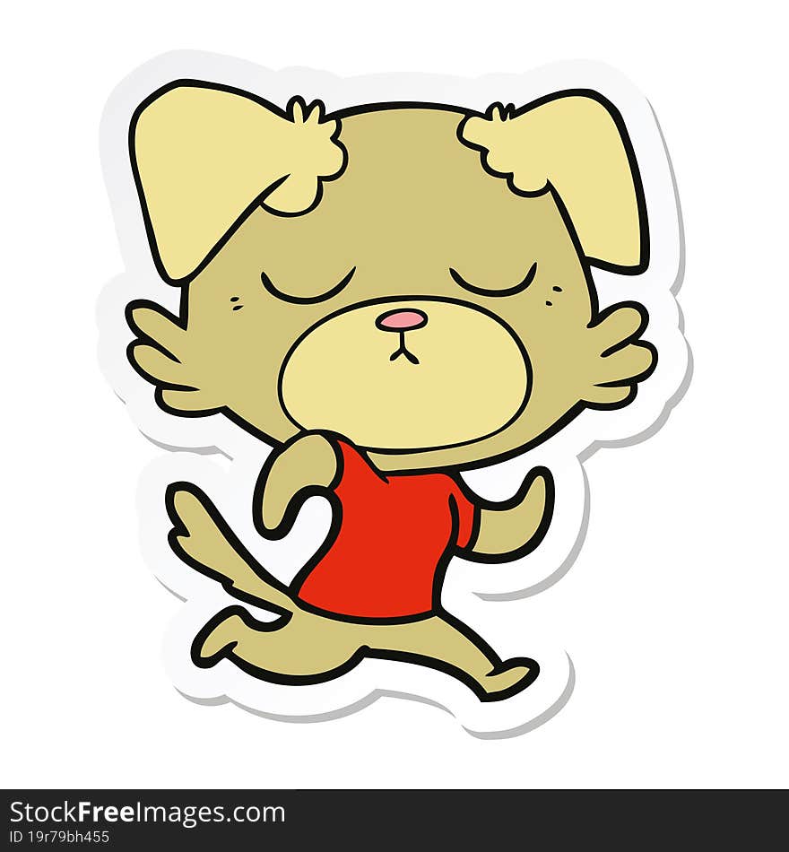 Sticker Of A Cute Cartoon Dog