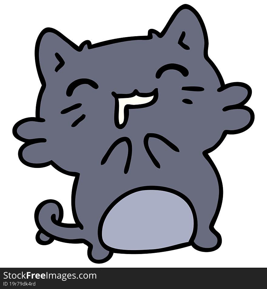 cartoon of a cute happy cat drooling. cartoon of a cute happy cat drooling