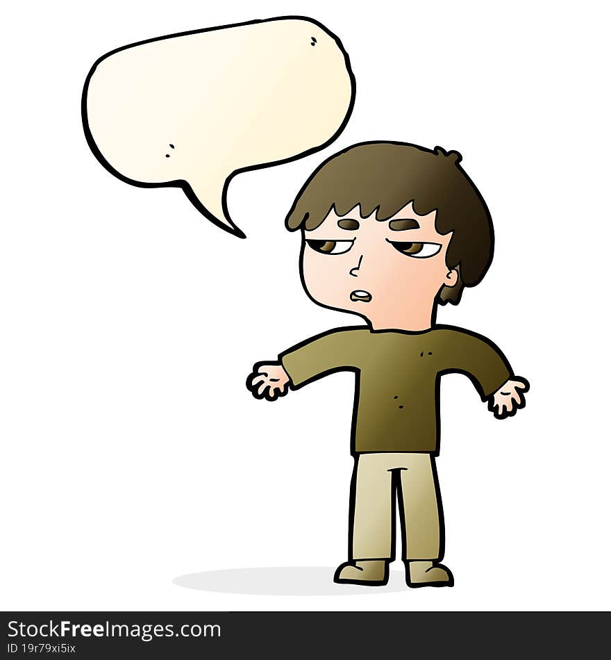 cartoon annoyed boy with speech bubble