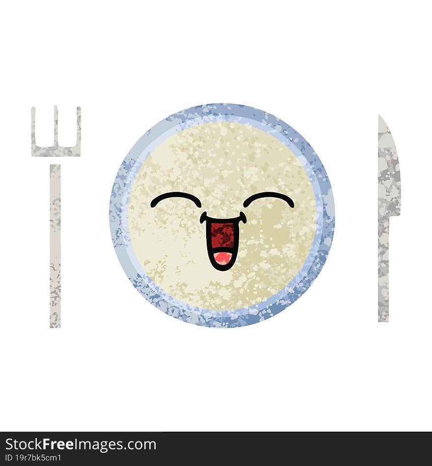 retro illustration style cartoon dinner plate