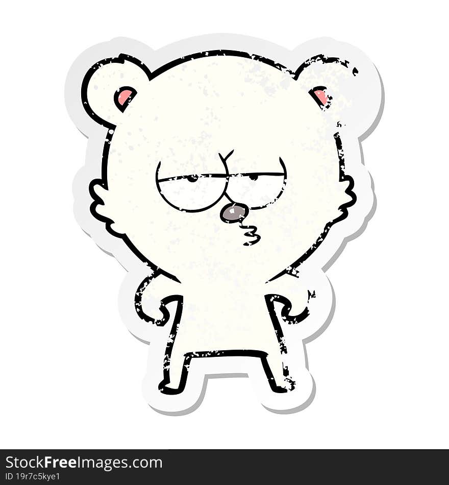 distressed sticker of a bored polar bear cartoon