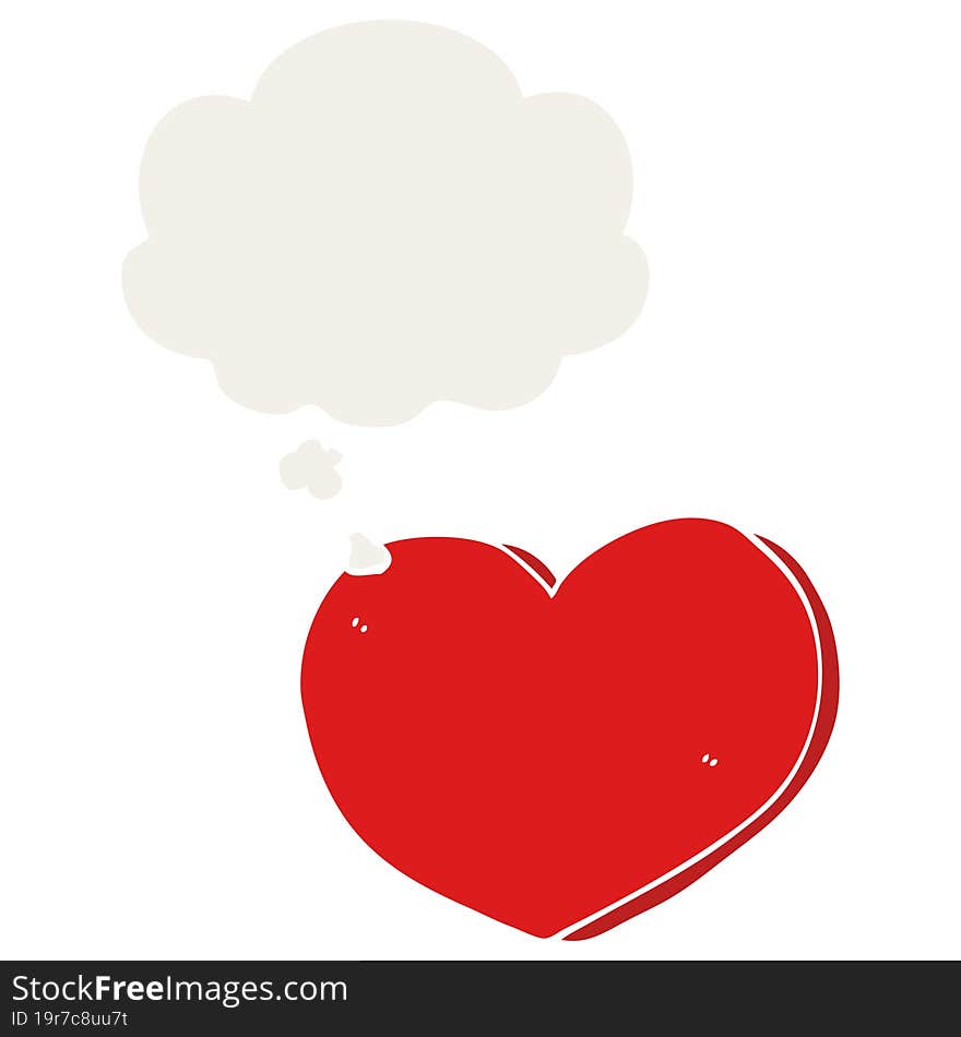 cartoon heart with thought bubble in retro style