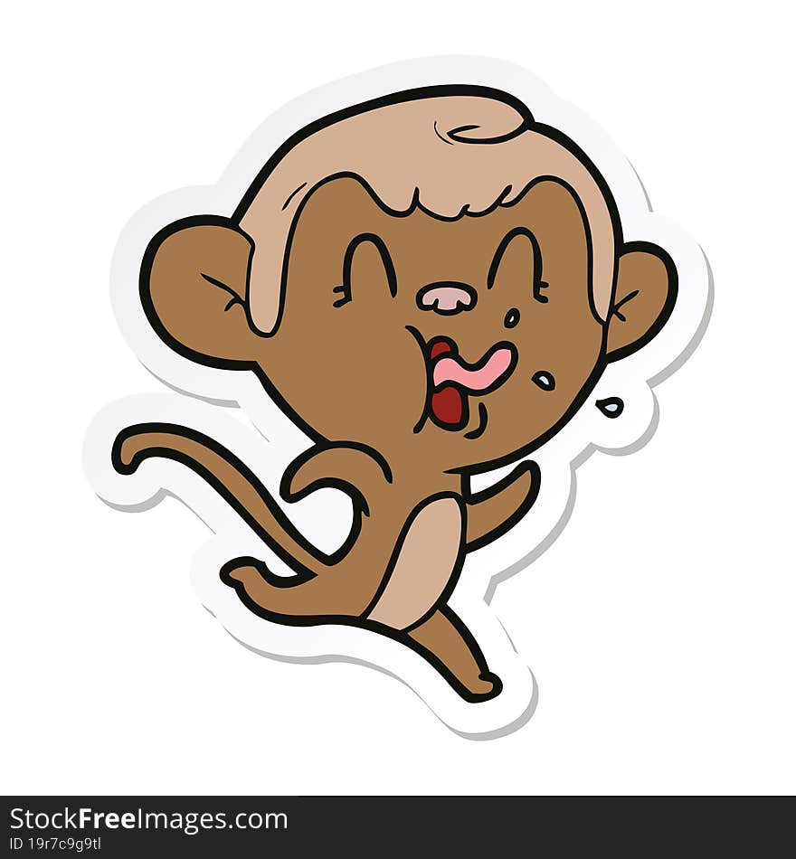 sticker of a crazy cartoon monkey