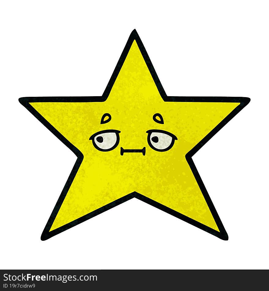 retro grunge texture cartoon of a gold star