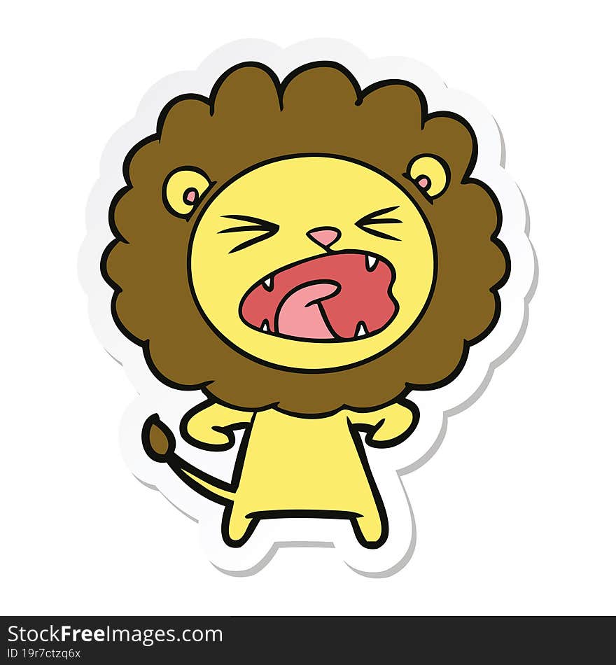 sticker of a cartoon angry lion