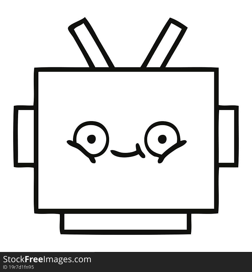 line drawing cartoon robot head