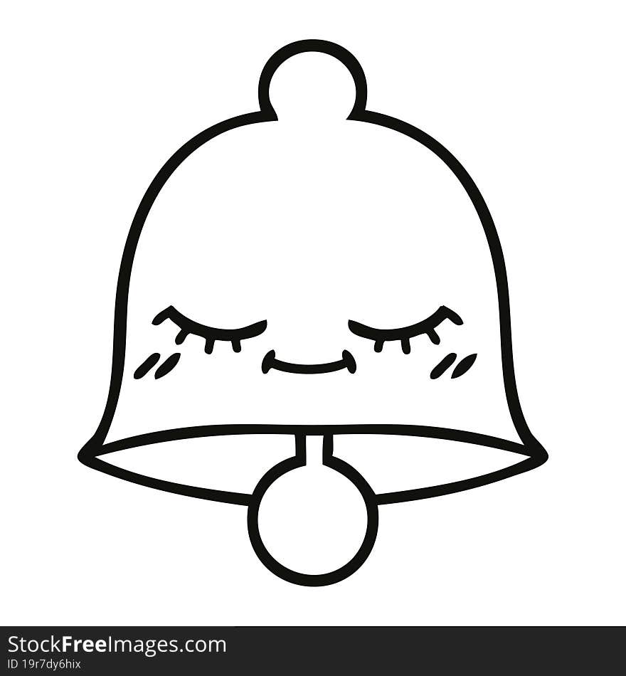 line drawing cartoon of a bell. line drawing cartoon of a bell