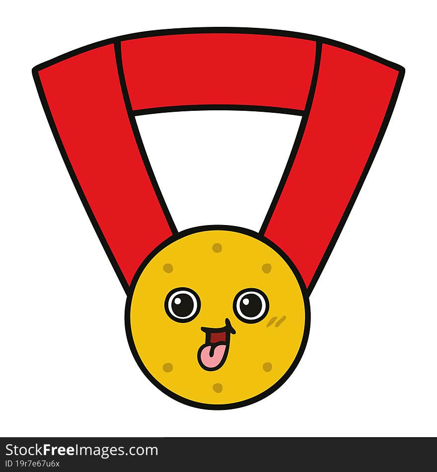 cute cartoon of a gold medal. cute cartoon of a gold medal