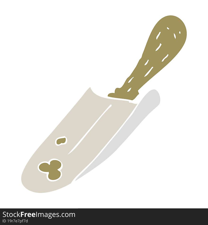 flat color illustration of a cartoon shovel