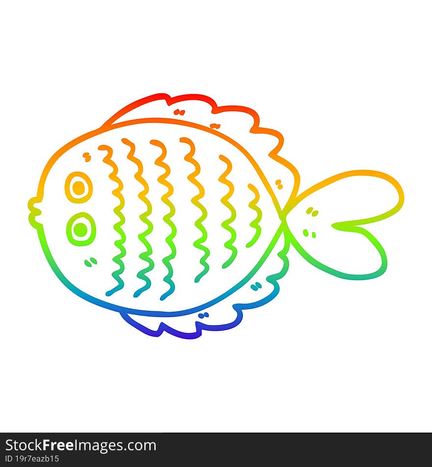 rainbow gradient line drawing cartoon flat fish