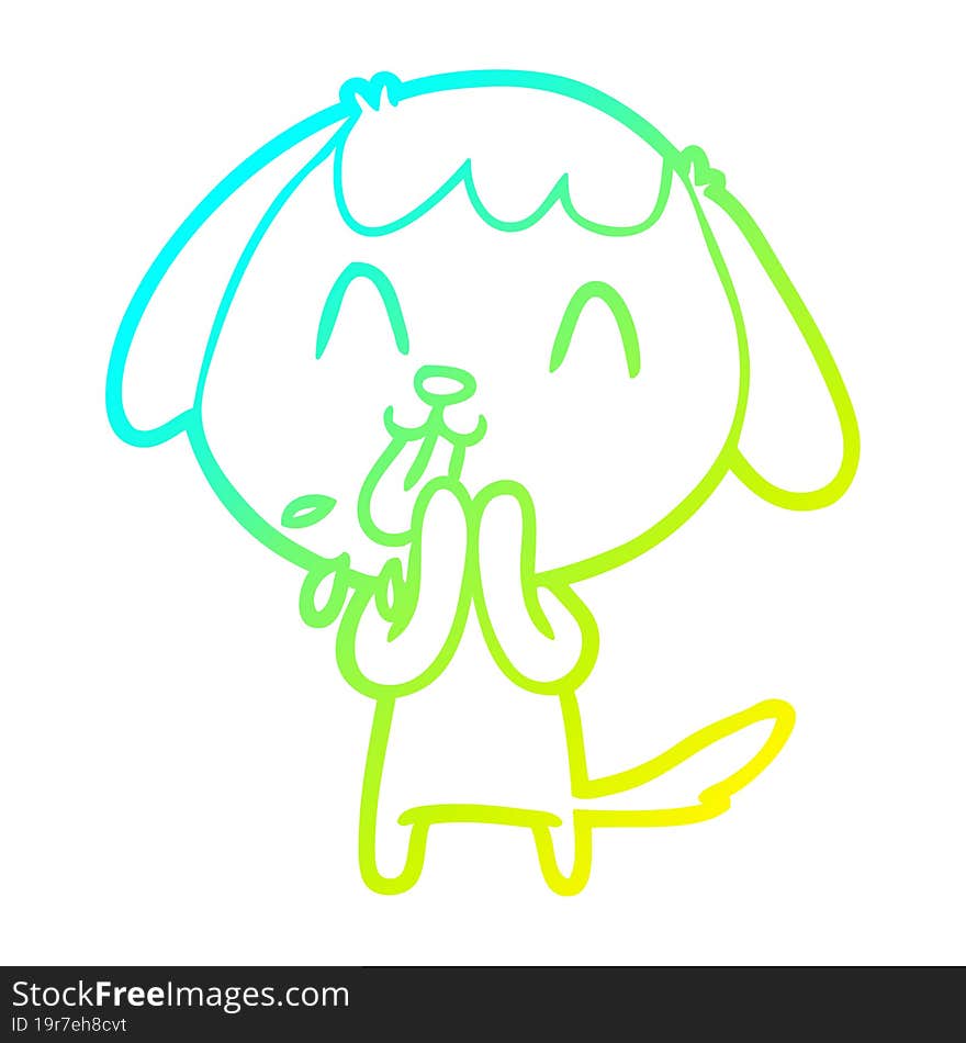 cold gradient line drawing of a cute cartoon dog