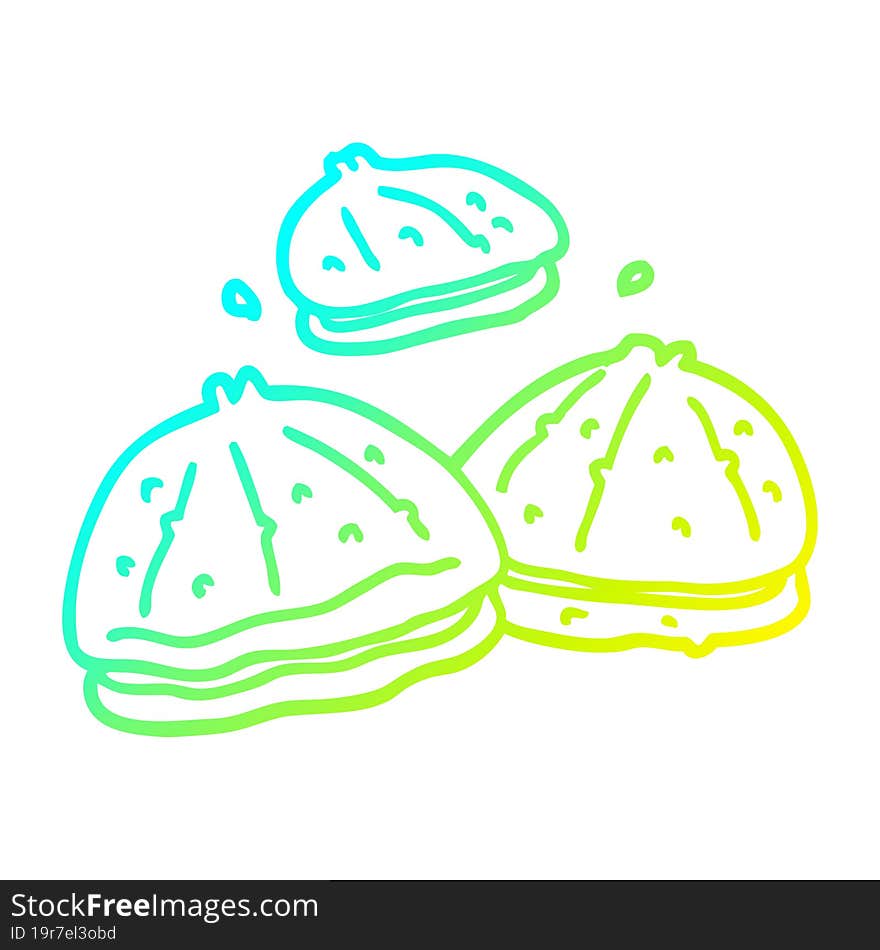 cold gradient line drawing cartoon fresh oysters