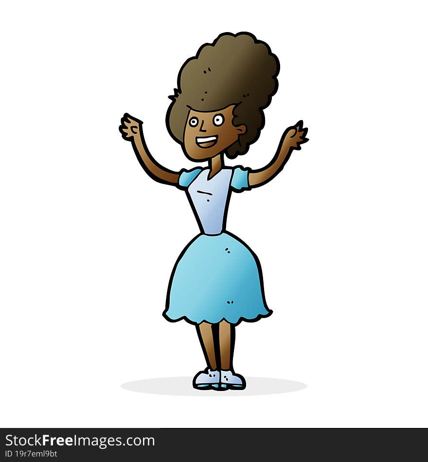 cartoon happy 1950 s woman