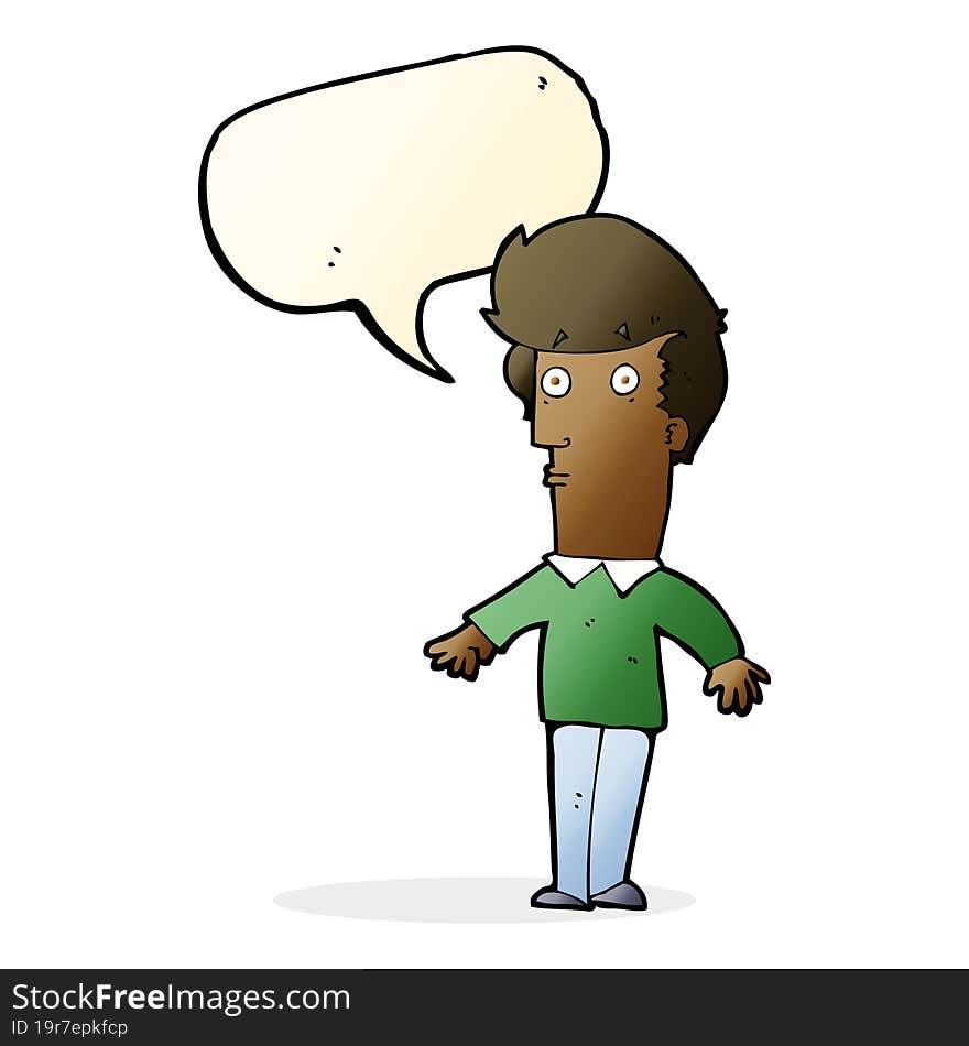 Cartoon Startled Man With Speech Bubble