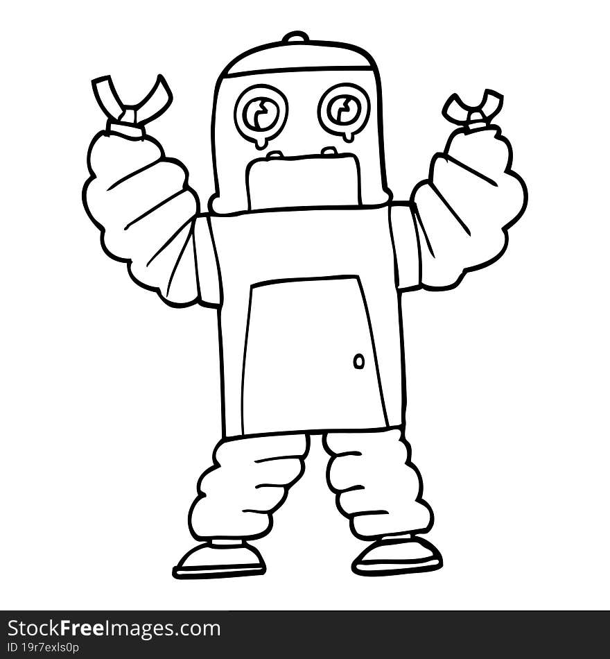 line drawing cartoon robot