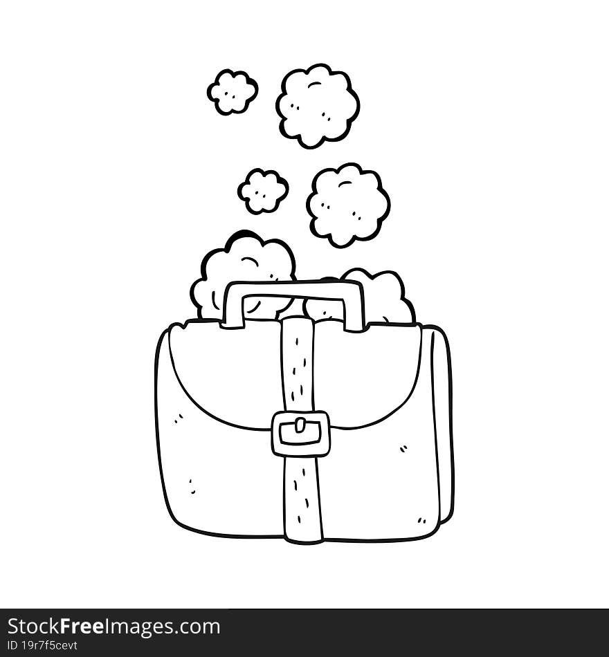 black and white cartoon old work bag