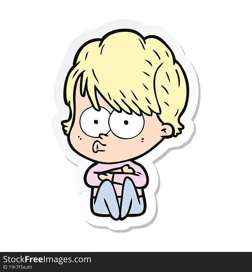 sticker of a cartoon woman