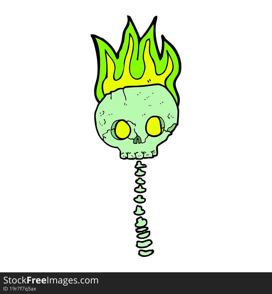 cartoon spooky skull and spine