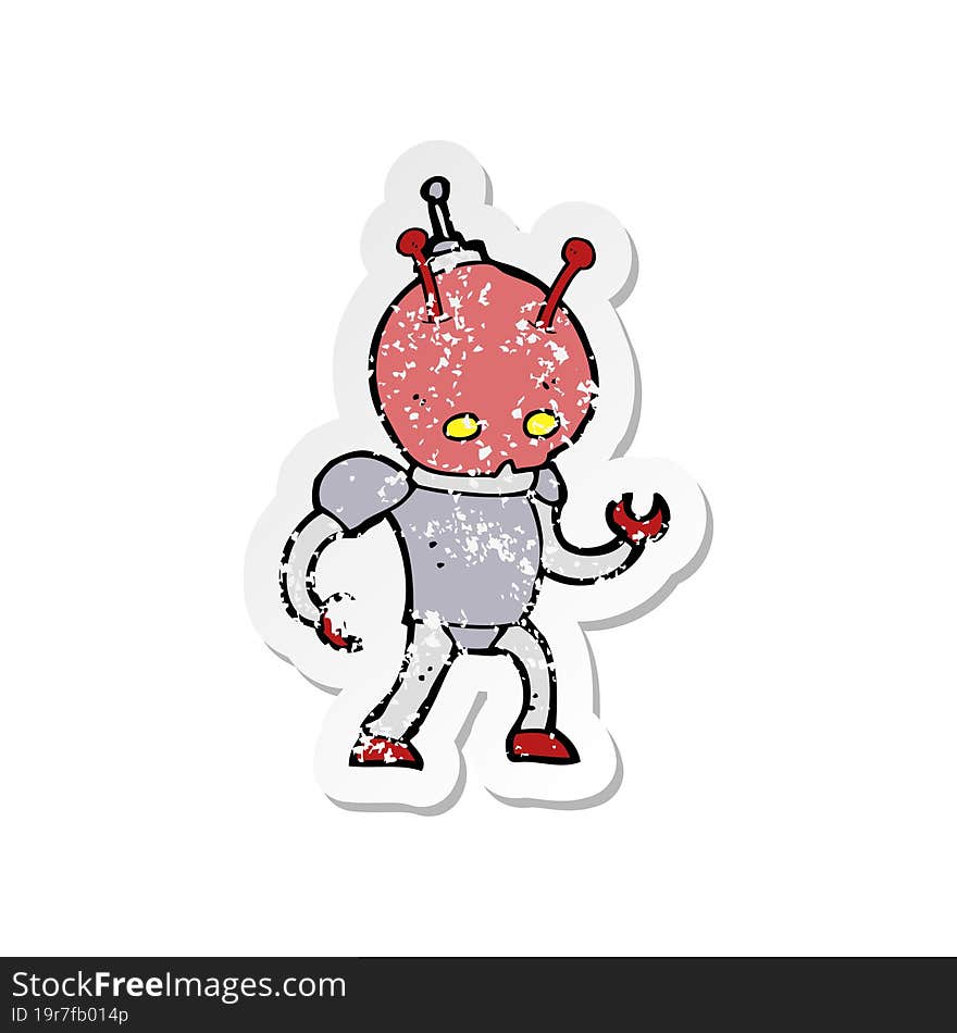 retro distressed sticker of a cartoon space man