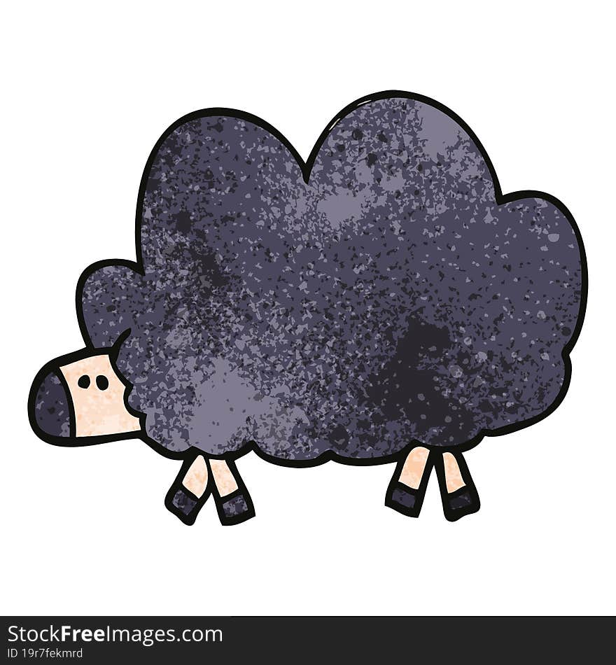 cartoon doodle of a black sheep