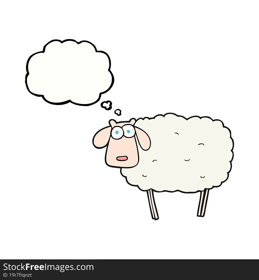 freehand drawn thought bubble cartoon sheep