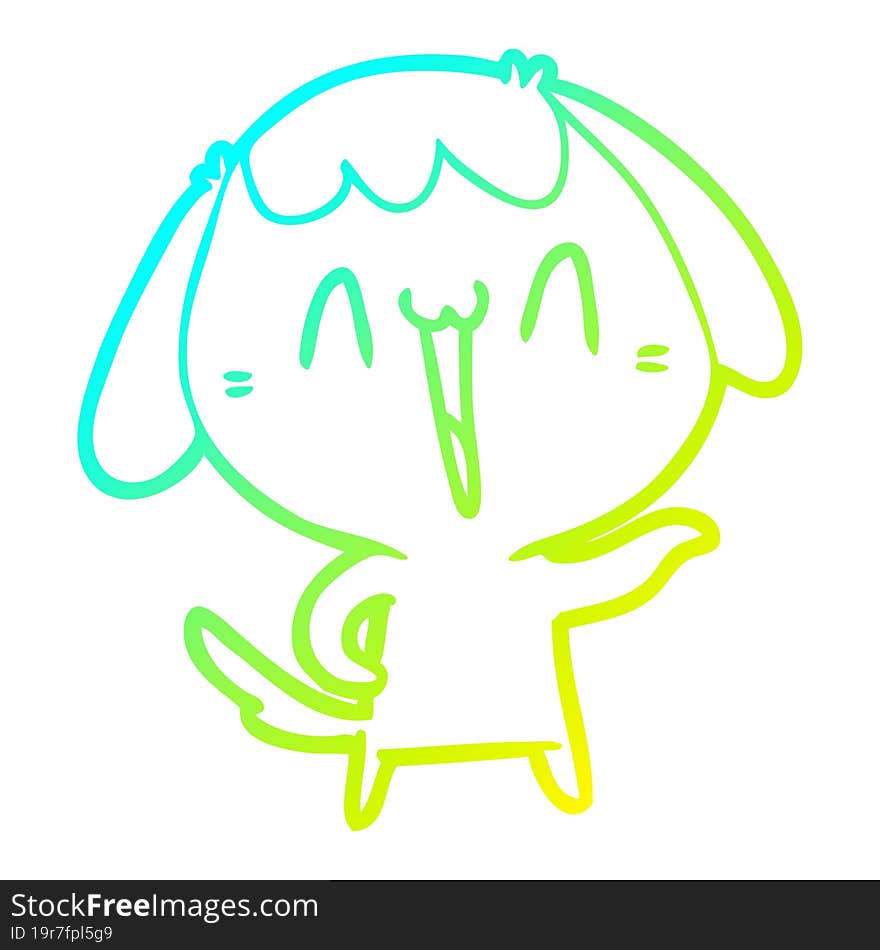 Cold Gradient Line Drawing Cute Cartoon Dog