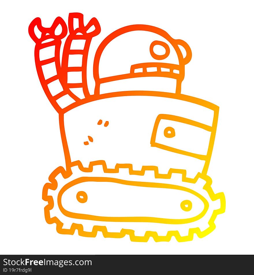 warm gradient line drawing cartoon robot