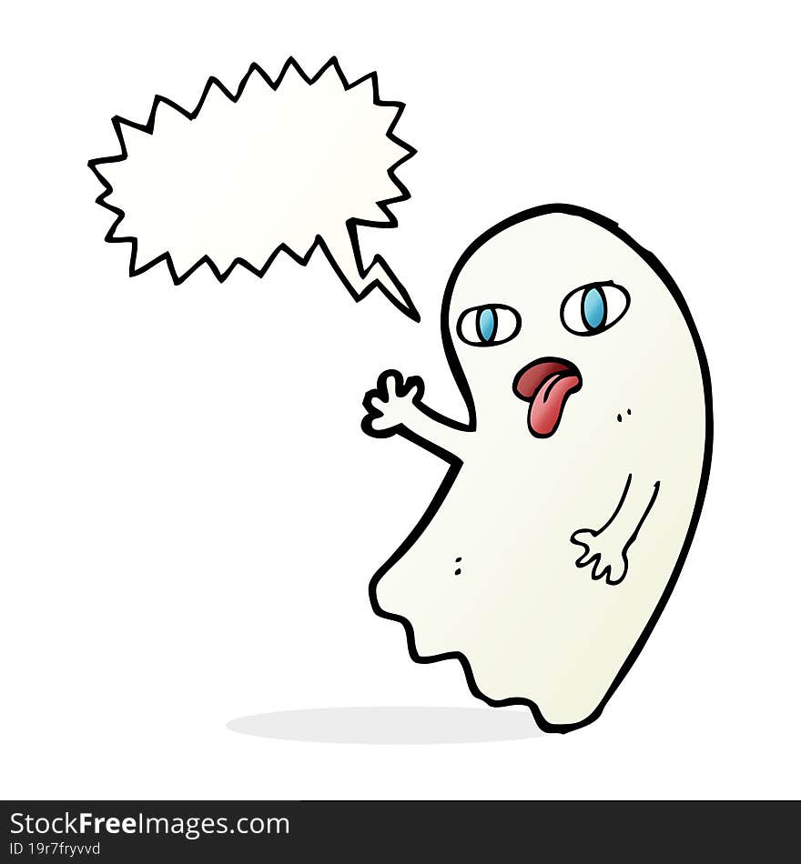 Funny Cartoon Ghost With Speech Bubble