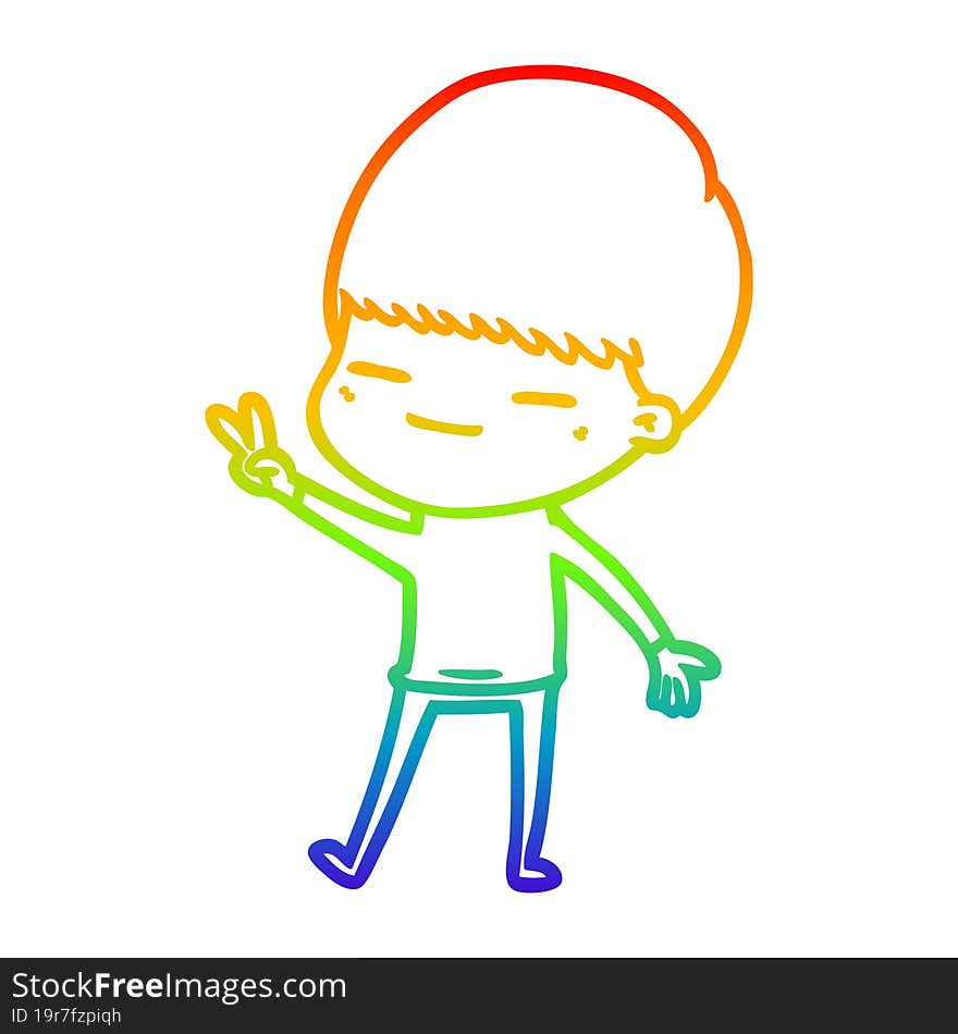 rainbow gradient line drawing cartoon smug boy