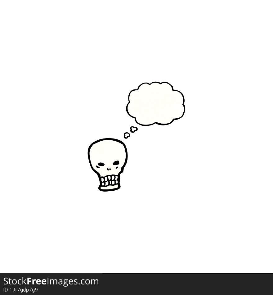 cartoon skull with thought bubble