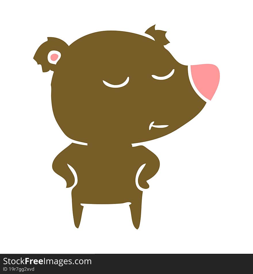 Happy Flat Color Style Cartoon Bear