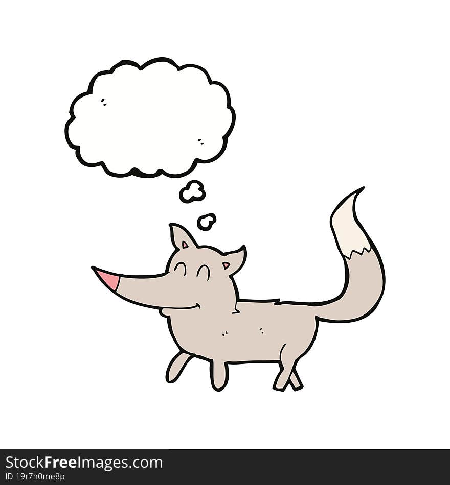 cartoon little wolf with thought bubble