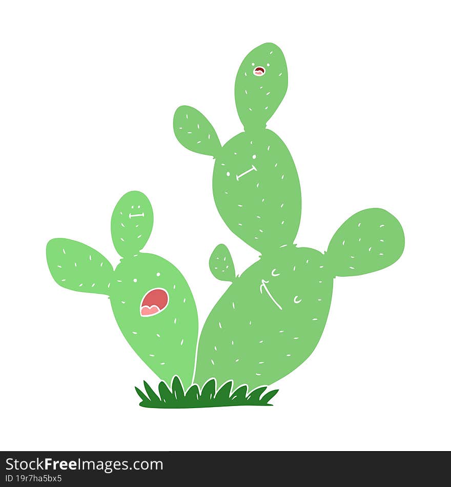 flat color style cartoon cactus