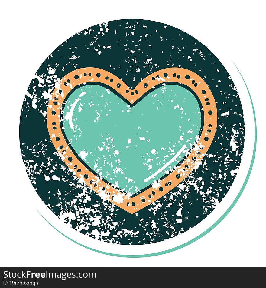 iconic distressed sticker tattoo style image of a heart. iconic distressed sticker tattoo style image of a heart